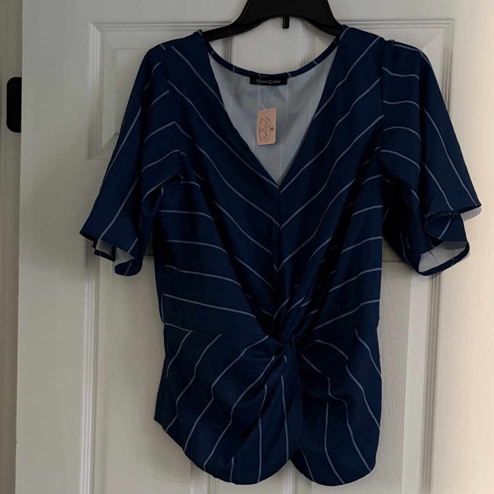 Deep Blue Striped Blouse